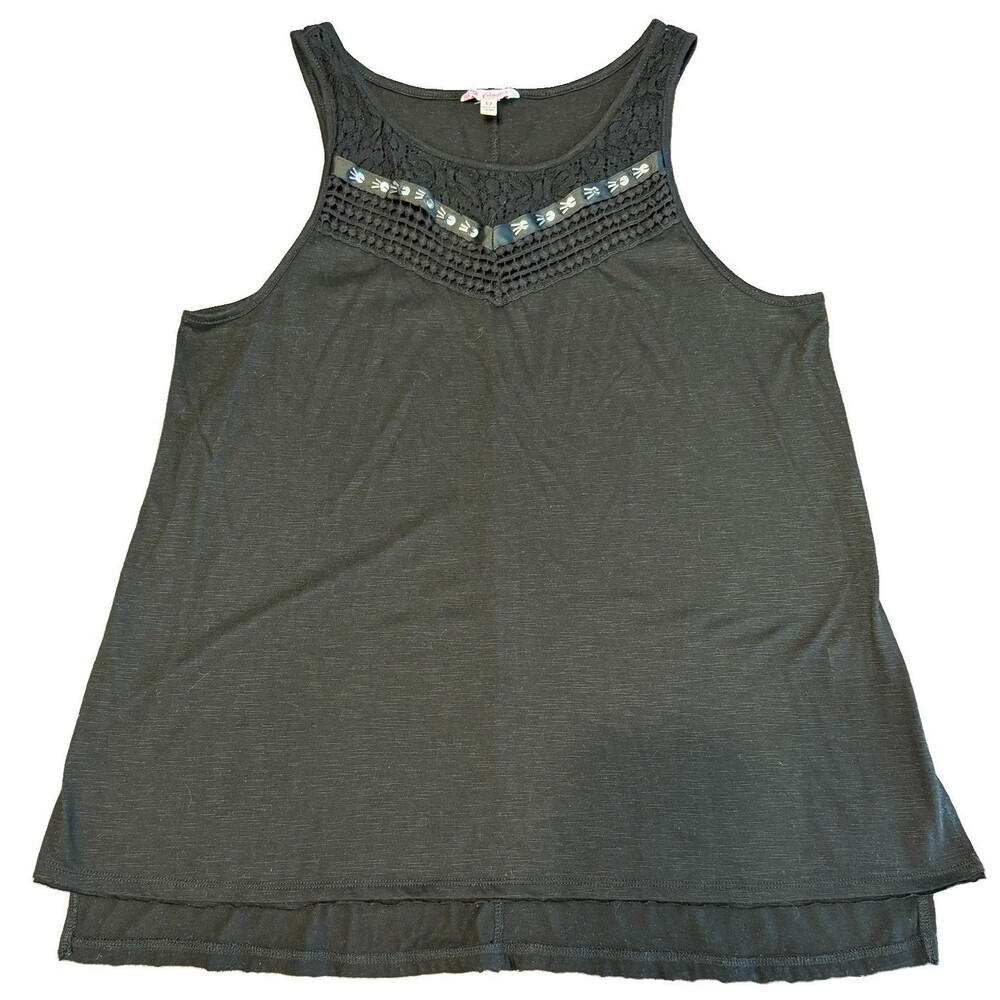 Candie's Women's XL Sleeveless Tank Top Hi-Low Black Cutout Neck Y2K Clubbing